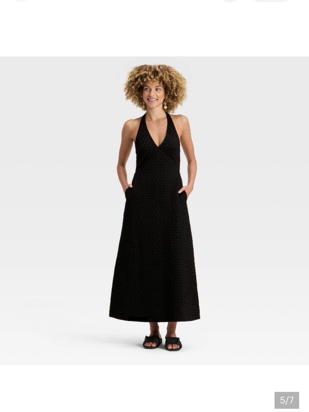 A new day black V-Neck Eyelet Maxi Dress NWT!